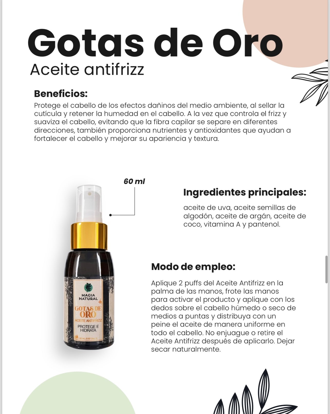 Gotas de Oro
Aceite antifrizz